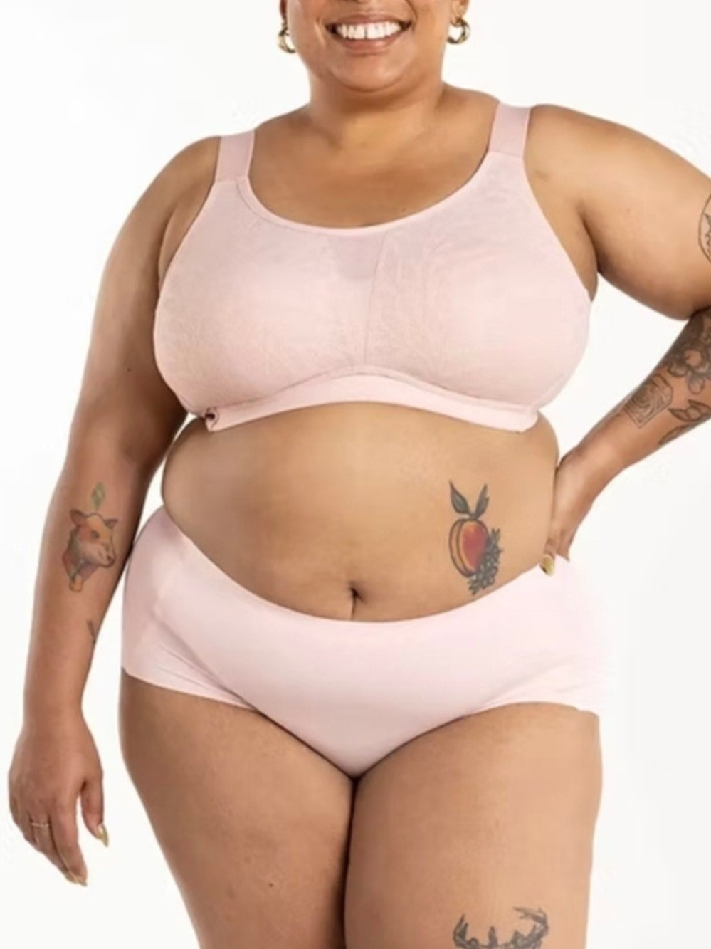 Understance Ginger Wireless Smooth Full Coverage Lace Bra Powder Pink 38DD